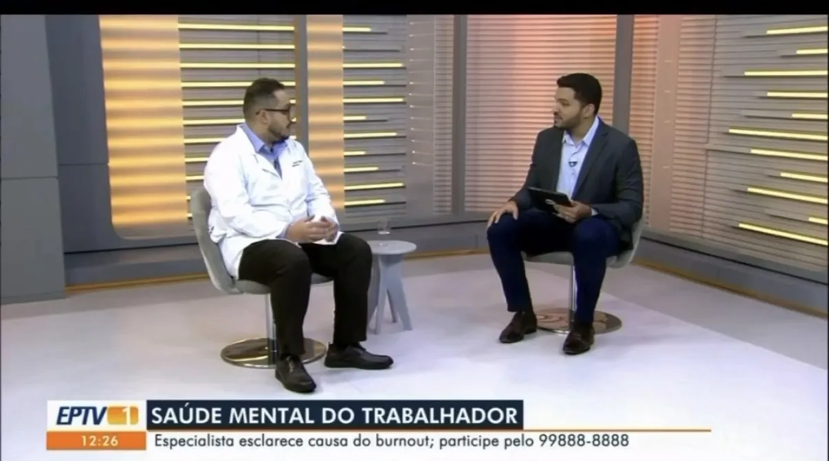 Dr. Giovanni Rotundo Bueno entrevistado no programa EPTV 1 sobre saúde mental do trabalhador e burnout